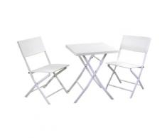 Set Tavolo E 2 Sedie Pieghevoli Da Giardino In Ferro Spokane Bianco