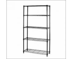 Scaffale In Acciaio Nero 5 Piani 35x90x177cm Tosini Light Ak1436-5