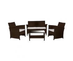 Set Da Giardino Divano 2 Poltrone E Tavolino In Polyrattan Adami Detroit Noce