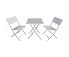 Set Tavolino E 2 Sedie Pieghevoli Da Giardino In Acciaio E Rattan Becker Bianco