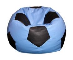 Poltrona A Sacco Pouf Ø100 Cm In Ecopelle Baselli Pallone Da Calcio Celeste E Nero