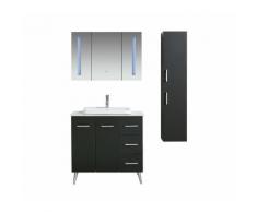 Mobile Bagno 90 Cm Lavabo Specchiera E 1 Pensile Vorich Space England Nero
