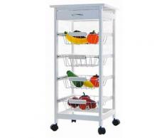 Carrello Da Cucina 37x37x83 Cm 4 Ceste In Legno Mdf Minardi Prestige Bianco