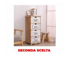 Cassettiera 4 Cassetti In Legno Massello 35x30x84,5 Cm Fumer Doris Legno Seconda Scelta