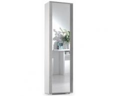 Scarpiera Mobile 7 Ripiani 50x32x182 Cm In Mdf Con Anta A Specchio Vanelli Bianco E Grigio Cemento
