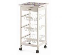 Carrello Da Cucina Salvaspazio 37x37x76 Cm 3 Ceste In Legno Soriani Zig Zag Bianco