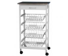 Carrello Da Cucina 47x37x83 Cm 4 Ceste In Legno Mdf Minardi Harmony Bianco