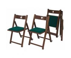 Set 4 Sedie Pieghevoli In Legno Seduta In Cotone Verde Del Fabbro Gioco