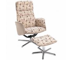 Poltrona Reclinabile Con Poggiapiedi In Metallo E Tessuto Benzoni Beige
