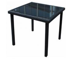 Tavolo Da Giardino 80x80x74 Cm In Polyrattan Bauer New Edera Marrone Scuro