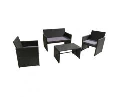 Set Da Giardino Divano Poltrone E Tavolino In Polyrattan Becker Ceriale Nero