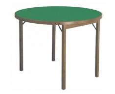 Tavolo Da Gioco Rotondo Pieghevole Ø100 Cm In Legno Panno Verde Del Fabbro Moon