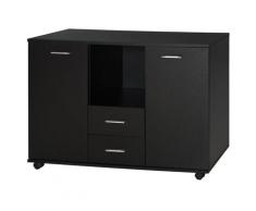Armadietto 2 Ante 2 Cassetti 100x40x71 Cm Il Legno Truciolato Fadami Nero