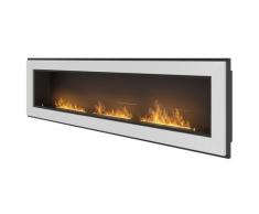 Camino A Bioetanolo Da Parete 180x49 Cm Con Vetro Dumas Frame 1800 Bianco