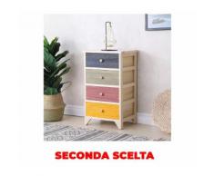 Cassettiera 4 Cassetti In Legno Massello 40x30x67 Cm Fumer Sandy Multicolore Seconda Scelta