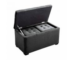Cassapanca Portaoggetti Multiuso Con 2 Sgabelli Pouf In Velluto Grigio Perla Benzoni