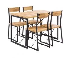 Set Tavolo Rettangolare + 4 Sedie In Mdf Crumer City Rovere