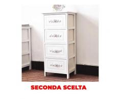 Cassettiera 4 Cassetti In Legno Massello 36x29x81 Cm Fumer Camilla Bianca Seconda Scelta
