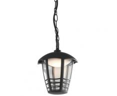 Lanterna Sospensa Catena Con Griglia Alluminio Nero Diffusore Policarbonato Led 12 Watt Luce Naturale Intec Lant-cloe/s1