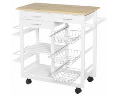 Carrello Da Cucina 92x37x82 Cm In Legno Mdf Hmc Bianco