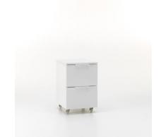 Cassettiera Con Ruote 2 Cassetti 35x38x57 Cm In Legno Tft Kato Bianco Opaco