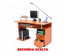 Scrivania Porta Pc 140x60xh77cm In Legno Con Cassettiera E Portatastiera My Office Scanner Ciliegio Seconda Scelta