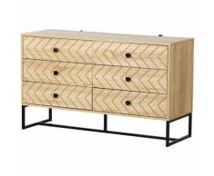 Comò 6 Cassetti In Legno Stile Vintage 120x39,5x71 Cm Benzoni Natural Wood