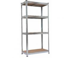 Scaffale 4 Ripiani In Acciaio Galvanizzato E Mdf Fadi Silver