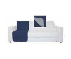 Copridivano A Fascia 1 Posto 60x190 Cm In Microfibra Fazzi Doubleface Blu Scuro/grigio Chiaro