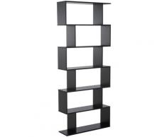 Libreria Design Moderno In Legno Con 6 Ripiani Nero 80x23x192 Cm Benzoni