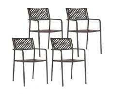 Set 4 Sedie Da Giardino 54x58x84 Cm In Acciaio Con Braccioli Pasotti Lola Antracite