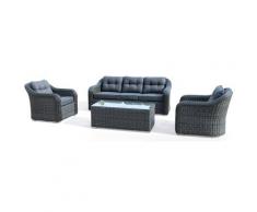 Set Salotto Da Giardino In Polyrattan Divano 2 Poltrone E Tavolino Bauer Formentera Grigio