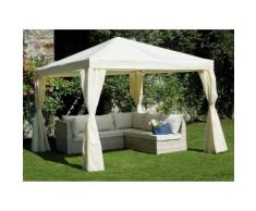 Gazebo Da Giardino In Ferro 3x3m Con Tende Vorghini Ecrù