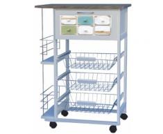 Carrello Da Cucina 57x37x83 Cm 3 Ceste 2 Portabottiglie In Legno Mdf Minardi Harmony Bianco