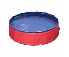 Piscina Per Animali Domestici In Plastica Bordo Stabile Ø160x30 Cm Rossa Riotti