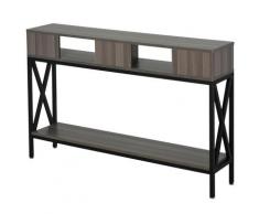 Tavolo Consolle Per Ingresso 3 Ripiani 120x23,5x75 Cm Benzoni Grigio E Nero