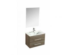 Mobile Bagno Sospeso 70 Cm Lavabo E Specchio Vorich Saturno Rovere
