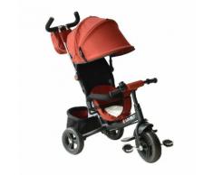 Passeggino Triciclo Per Bambini Con Maniglione E Tettuccio Nero E Rosso Benzoni