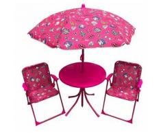 Set Tavolino + 2 Sedie Da Giardino Per Bambini Soriani Glamour Rosa