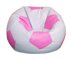 Poltrona A Sacco Pouf Ø100 Cm In Ecopelle Baselli Pallone Da Calcio Grigio E Rosa