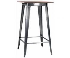 Tavolino Da Bar In Metallo Top Legno Adami Bristol Silver