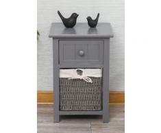 Comodino 2 Cassetti In Legno Massello 28x30x45 Cm Fumer Elliot Grigio