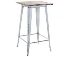 Tavolino Da Bar In Metallo Top Legno Adami Bristol Bianco Antico