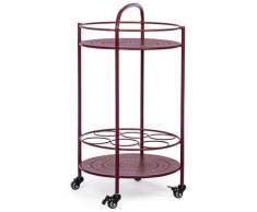 Carrello Da Cucina 45x81 Cm Con Portabottiglie E Ruote In Acciaio Bordeaux