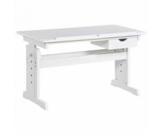 Scrivania Da Ufficio Con Ripiano Inclinabile E Altezza Regolabile In Mdf 109x55x63,6 Cm Benzoni Bianca