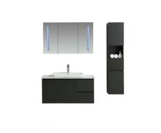 Mobile Bagno Sospeso 120 Cm Lavabo Specchio E 1 Pensile Vorich Tokyo Nero
