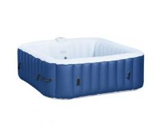Piscina Idromassaggio Riscaldante Da Esterno 4 Posti 100 Getti 185x185x65 Cm Bianco E Blu