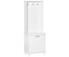 Mobile Per Ingresso Con Appendiabiti 60x35x169 Cm In Legno Mdf Bianco