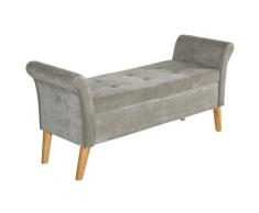 Panca Pouf Contenitore In Tessuto Imbottito Con Braccioli 136,5x45x62 Cm Benzoni Grigia