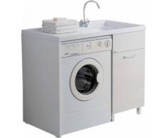 Lavatoio E Coprilavatrice In Pvc 106x60x90 Cm Ambrosini Bianco Rigato Lato Destro